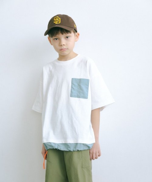 green label relaxing （Kids）(グリーンレーベルリラクシング（キッズ）)/TJ コンビポケット Tシャツ 140cm－160cm/OFFWHITE