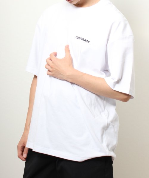CONVERSE(コンバース)/【CONVERSE/コンバース】COOLMAX EcoMadeワンポイントロゴ刺繍Tシャツ/ホワイト