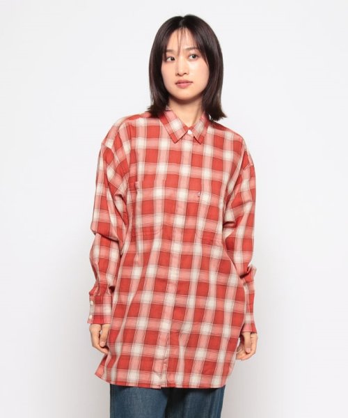 LEVI’S OUTLET(リーバイスアウトレット)/OLLIE UTILITY TUNIC EDEN PLAID FLAME SCARLET PLAID/レッド