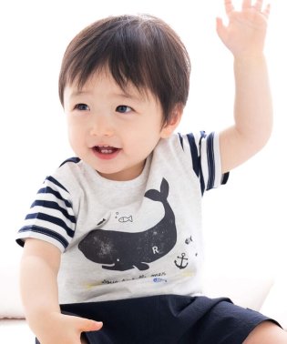 fillot de bebe reduction/ボーダークジラTシャツ(70~90cm)/506048338