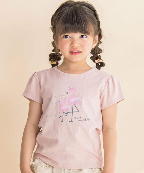 Noeil aime BeBe(ノイユ　エーム　べべ)/フラミンゴプリントTシャツ(80~130cm)/ピンク