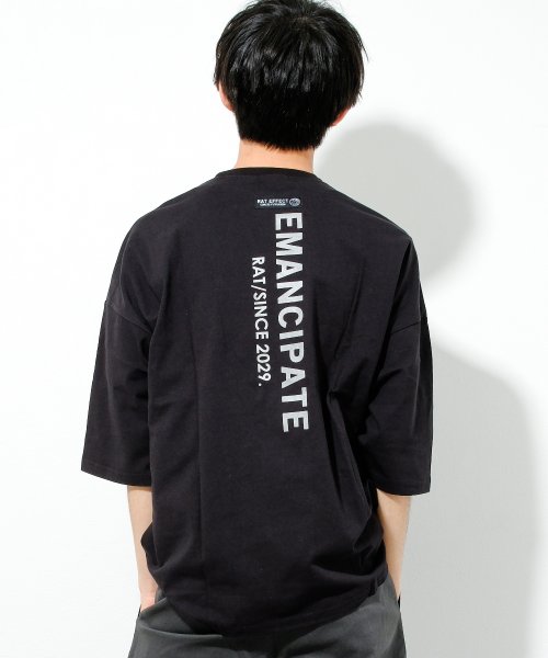 RAT EFFECT(ラット エフェクト)/EMANCIPATE スーパーBIG Tシャツ/ブラック