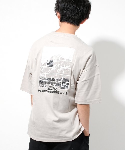 RAT EFFECT(ラット エフェクト)/CLIMBING転写BIG Tシャツ/ライトグレー