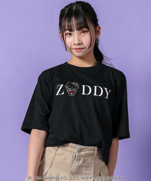 ZIDDY(ジディー)/【 ニコ☆プチ 掲載 】【ハローキティ×ZIDDY】ラインストーンロゴTシャツ(/ブラック