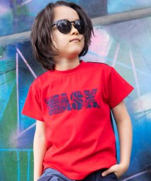 WASK(ワスク)/【接触冷感】BMXフロッキープリントバイカラー天竺Tシャツ(100~160cm)/レッド