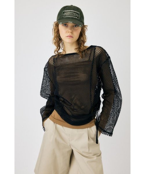 moussy(マウジー)/MESH LS Tシャツ/BLK