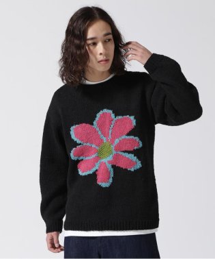 BEAVER/MacMahon Knitting Mills CrewNeck Knit－Black Flower/506054107