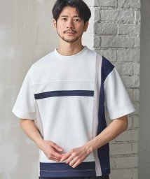 UNION STATION(ユニオンステーション)/ポンチ×梨地Wフェイス切替Tシャツ/ホワイト