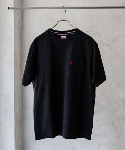 MAC HOUSE(men)(マックハウス（メンズ）)/EDWIN エドウィン 杢ショートスリーブTシャツ ET8085/ブラック