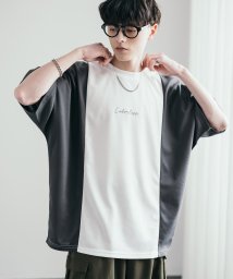 Rocky Monroe/接触冷感 ドルマン Tシャツ 半袖 メンズ レディース カットソー オーバーサイズ ビッグシルエット 切替 クルーネック 刺繍 速乾 UVカット イージーケア /506054784