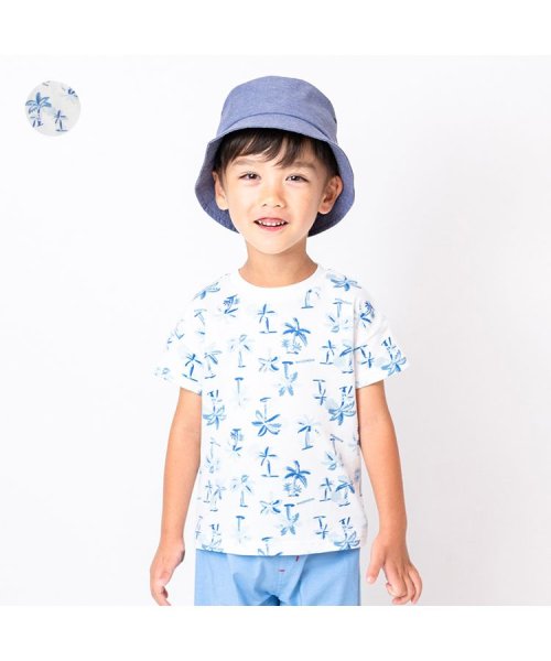 moujonjon(ムージョンジョン)/【子供服】 moujonjon (ムージョンジョン) 日本製 ヤシの木柄半袖Tシャツ 80cm～140cm M32815/ホワイト