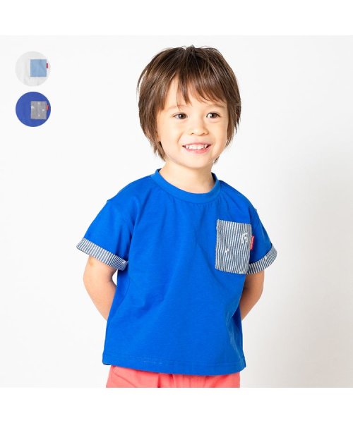 moujonjon(ムージョンジョン)/【子供服】 moujonjon (ムージョンジョン) ポケット付き半袖Tシャツ 80cm～140cm M32817/ブルー