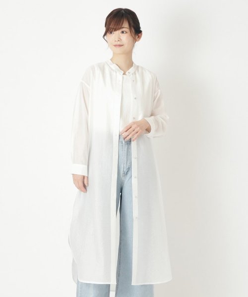  LAURA ASHLEY(ローラアシュレイ)/【シアー素材／羽織り】ロングシャツ/ホワイト（001）