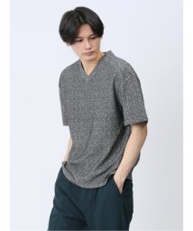 m.f.editorial(エムエフエディトリアル)/ふくれカルゼ Vネック半袖Ｔシャツ メンズ Tシャツ カットソー カジュアル インナー トップス ギフト プレゼント/ブラック