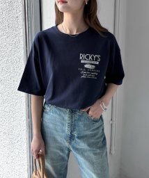 Riberry(リベリー)/前後箔シルバ－プリントTシャツ/ネイビー