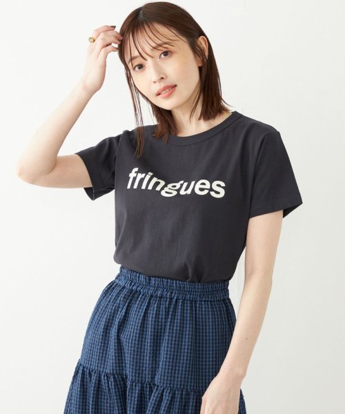 SHIPS Colors WOMEN(シップスカラーズ　ウィメン)/SHIPS Colors:FRINGUES ロゴ プリント TEE/ダークグレー