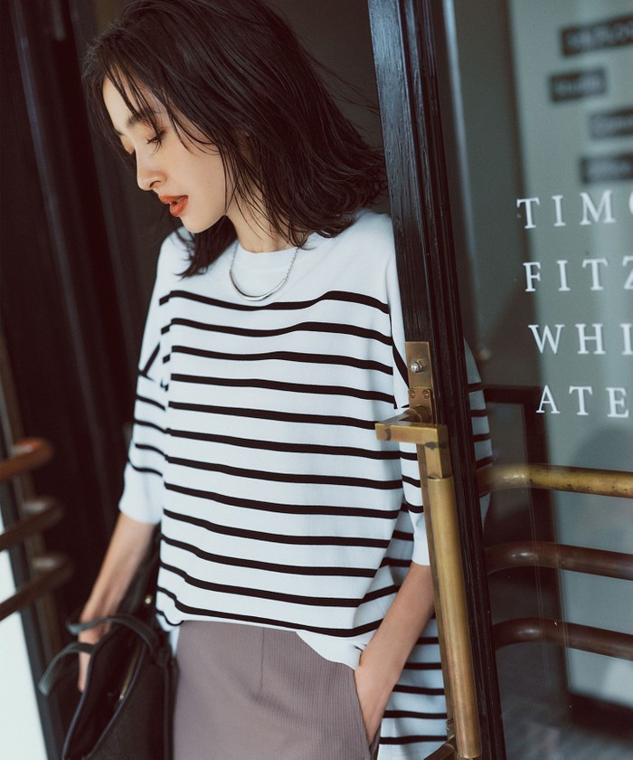 大きいサイズ44＊23区 清涼感UV対策 シルク混紡トップス＊自由区