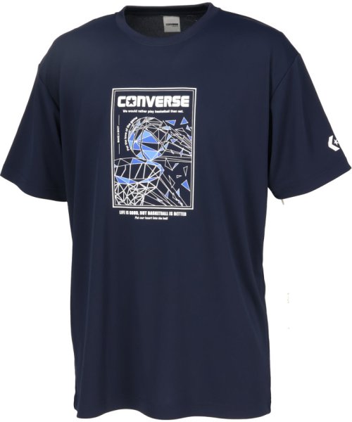 CONVERSE(コンバース)/CONVERSE コンバース バスケット プリントTシャツ 半袖 トップス バスケ バスケット /ネイビー