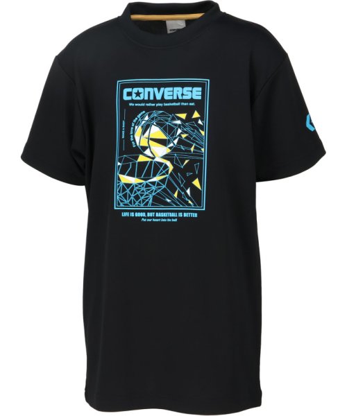 CONVERSE(コンバース)/CONVERSE コンバース バスケット ジュニアプリントTシャツ 半袖 トップス バスケ ミニ/ブラック