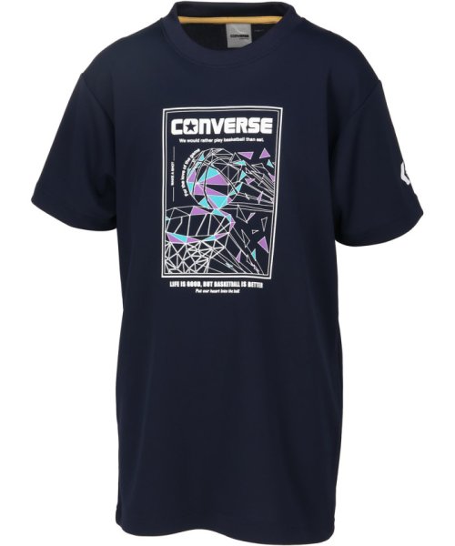 CONVERSE(コンバース)/CONVERSE コンバース バスケット ジュニアプリントTシャツ 半袖 トップス バスケ ミニ/ネイビー