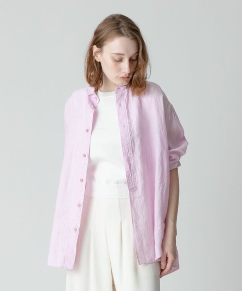 allureville(アルアバイル)/【TICCA(ティッカ)】 LINEN SQUARE BIG SHIRT/ライトピンク