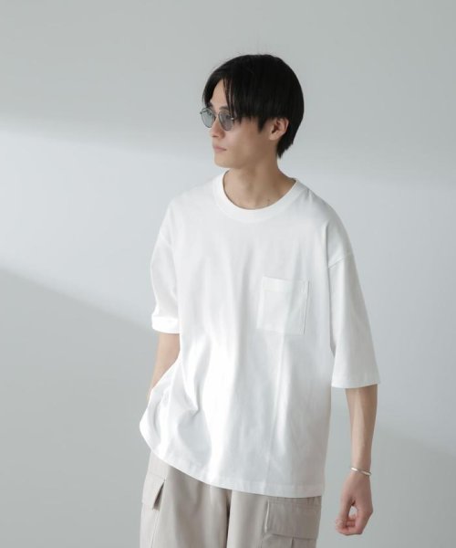nano・universe(ナノ・ユニバース)/オーガニックコットン BIGTシャツ 半袖/ホワイト
