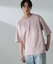 nano・universe(ナノ・ユニバース)/オーガニックコットン BIGTシャツ 半袖/L.ピンク1