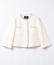 LANVIN COLLECTION(ランバンコレクション（レディス）)/ノーカラードビーストレッチジャケット/ホワイト