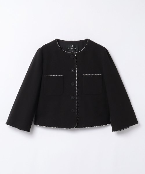 LANVIN COLLECTION(ランバンコレクション（レディス）)/ノーカラードビーストレッチジャケット/ブラック