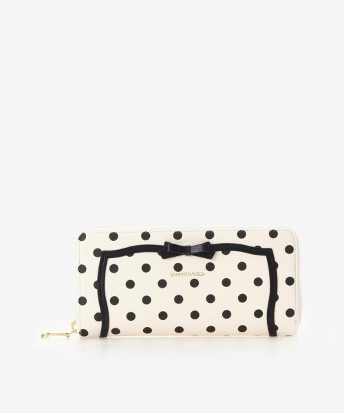 ソリッドリボンドット長財布 