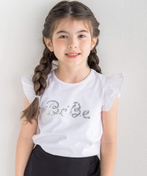 BeBe(ベベ)/シルバースパンコールロゴフリル袖Tシャツ(100~160cm)/ホワイト