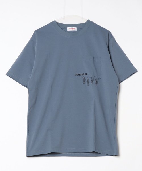 CONVERSE(CONVERSE)/【CONVERSE/コンバース】刺繍デザインポケットTシャツ/ブルー系2