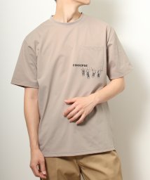 CONVERSE(コンバース)/【CONVERSE/コンバース】刺繍デザインポケットTシャツ/グレッシュベージュ