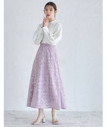 tocco closet(トッコクローゼット)/フラワーシアージャガードフレアスカート/LAVENDER