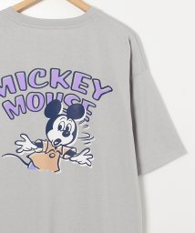 DISNEY(DISNEY)/【DISNEY/ディズニー】天竺 Mickey Mouse刺繍 半袖裾ラウンドBIG Tシャツ/ライトグレー