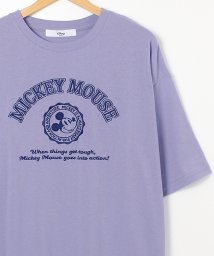 DISNEY(DISNEY)/【DISNEY/ディズニー】天竺 Mickey Mouse刺繍 半袖裾ラウンドBIG Tシャツ/ライトパープル