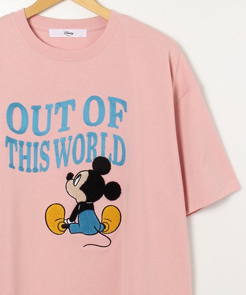 DISNEY(DISNEY)/【DISNEY/ディズニー】天竺チェーン・さがら刺繍半袖BIG Tシャツ（ミッキー・プーさん）/ピンク