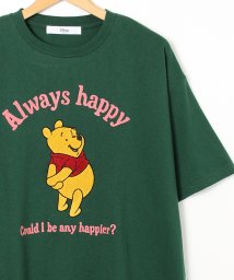 DISNEY(DISNEY)/【DISNEY/ディズニー】天竺チェーン・さがら刺繍半袖BIG Tシャツ（ミッキー・プーさん）/グリーン系