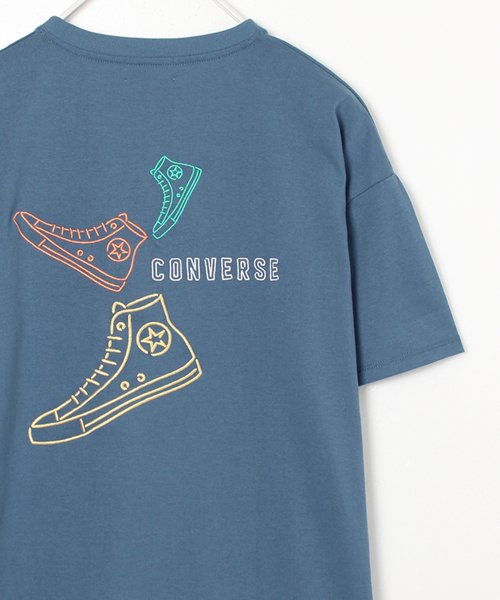 CONVERSE(コンバース)/【CONVERSE/コンバース】シューズ刺繍半袖Tシャツ/ブルー