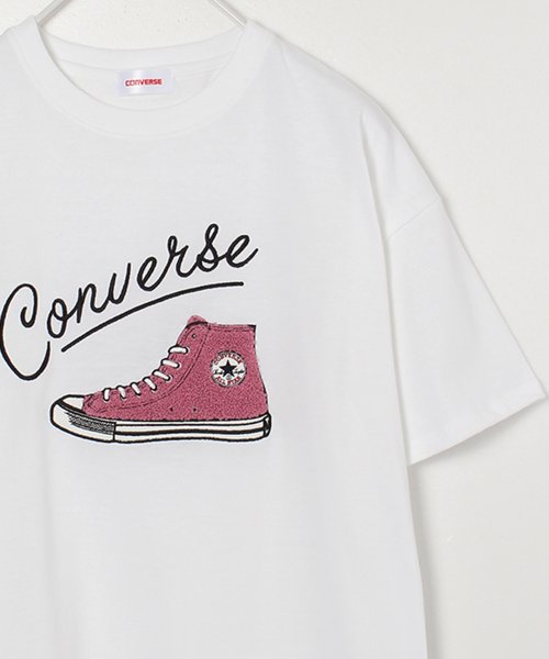 CONVERSE(コンバース)/【CONVERSE/コンバース】シューズサガラ刺繍半袖Tシャツ/オフホワイト