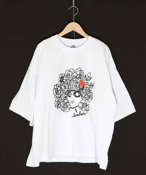 ScoLar(スカラー)/手描き風スカラーちゃんラメハートTシャツ/オフホワイト