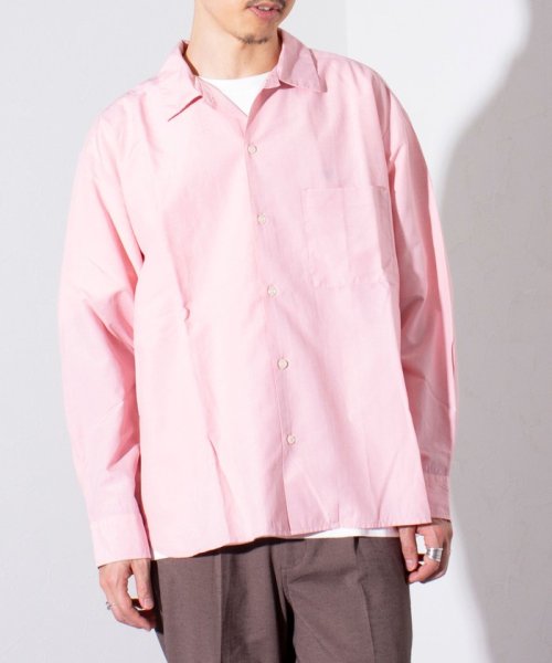 GLOSTER(GLOSTER)/【GLOSTER/グロスター】TECHリネン レギュラーカラーシャツ/ピンク