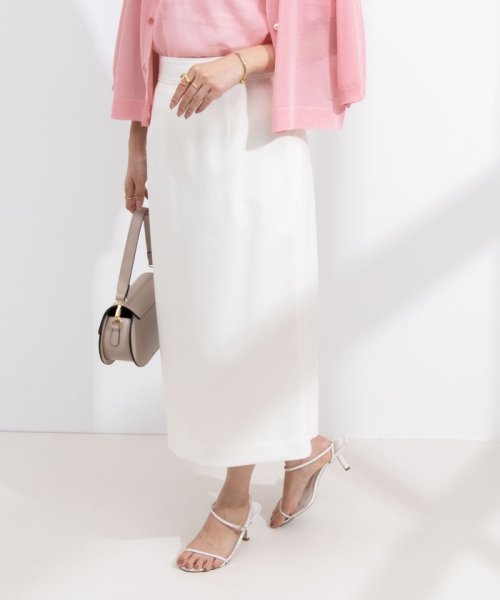 《セットアップ対応》ウォッシャブル麻調タイトミディスカート 
