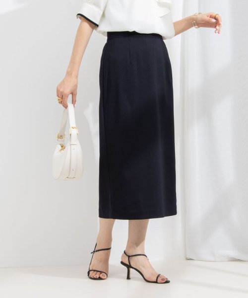 《セットアップ対応》ウォッシャブル麻調タイトミディスカート 