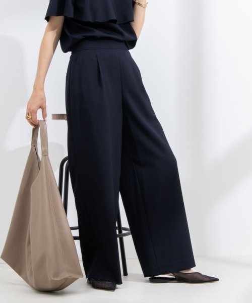 《セットアップ対応》ウォッシャブル麻調ワイドパンツ 