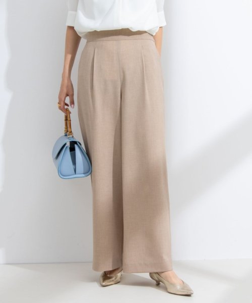 《セットアップ対応》ウォッシャブル麻調ワイドパンツ 