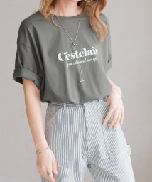 SocialGIRL(ソーシャルガール)/接触冷感ロゴプリントTシャツ/チャコールグレー