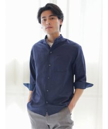 TAKA-Q(タカキュー)/TechLinen スタンドカラー 7分袖シャツ メンズ シャツ カジュアル トップス インナー ギフト プレゼント ライトアウター カーディガン アウター/ブルー