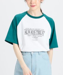 Honeys/ラグランゆるＴシャツ トップス Tシャツ カットソー 半袖 ロゴT 配色 UVカット /506057508