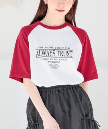 Honeys/ラグランゆるＴシャツ トップス Tシャツ カットソー 半袖 ロゴT 配色 UVカット /506057508